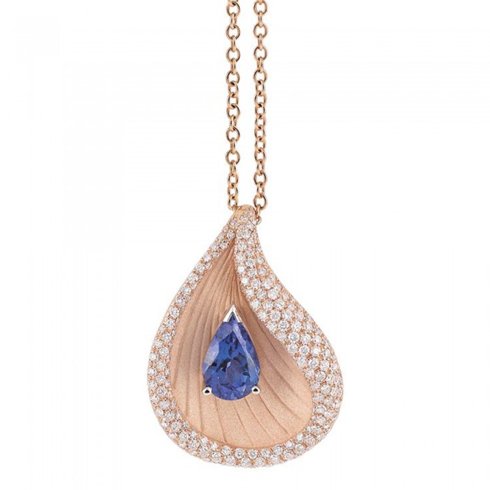 Pendente Prestige con tanzanite e diamanti in oro rosa champagne 18Kt GPE3363P Annamaria Cammilli