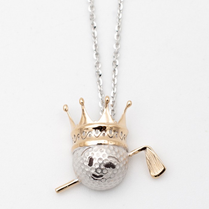 Girocollo pendente pallina da golf con corona in oro rosa 18Kt - Dienneci Gioielli