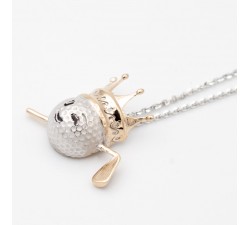 Girocollo pendente pallina da golf con corona in oro rosa 18Kt