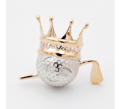 Spilla pallina da golf con corona in oro rosa 18Kt