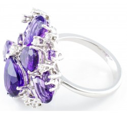 Anello diamanti e ametiste in oro 18Kt - DIENNECI GIOIELLI