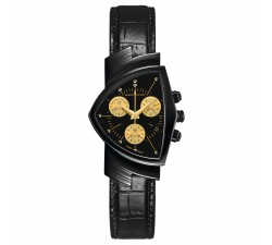 Hamilton ventura L chrono quartz black & gold H24402730