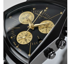 Hamilton ventura L chrono quartz black & gold H24402730