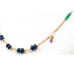 Collana opale smeraldi e zaffiri in oro 18Kt