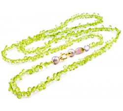 Collana lunga peridoto in oro 18Kt