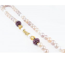 Collana Perle multicolor con chiusura in oro 18Kt