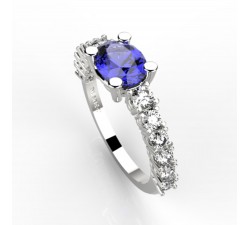 Anello tanzanite e diamanti in oro 18Kt