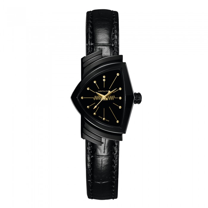 Hamilton ventura s quartz black & gold H24201730