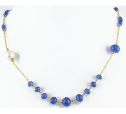 Collana Tanzanite e perle in oro 18Kt Collezione Paris