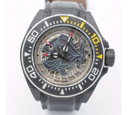 Zannetti Scuba Art Piranha Mid-size Black Skeleton Dial PVD