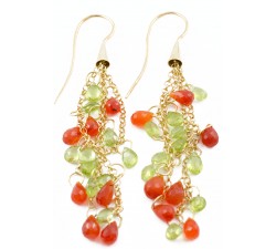 Orecchini pendenti peridoto e corniola in oro 18Kt - DIENNECI GIOIELLI