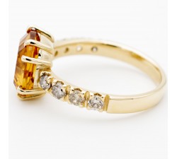 Anello Citrino e diamanti light brown in oro 18Kt - DIENNECI GIOIELLI