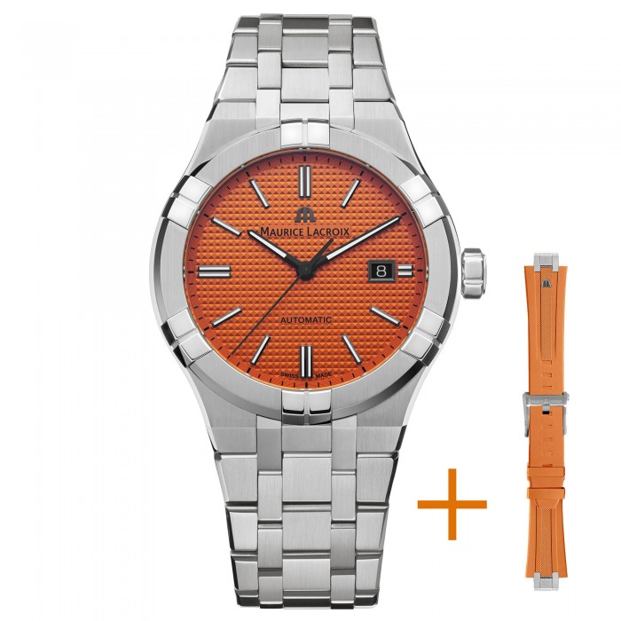 Maurice Lacroix AIKON Automatic 42mm Limited Edition Arancio AI6008-SS00F-530-E Doppio cinturino