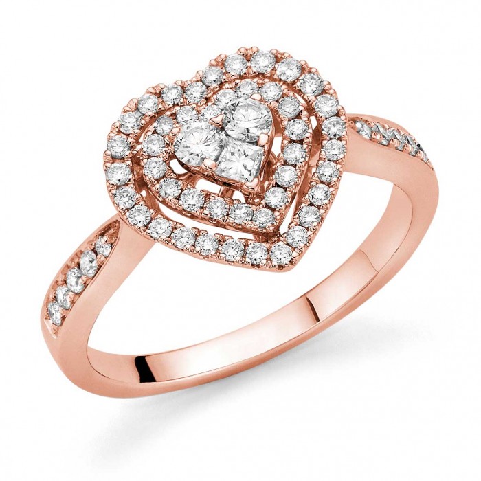 Anello Fascino a cuore con diamanti in oro rosa 18Kt DFAF9218.050 DonnaOro Jewels