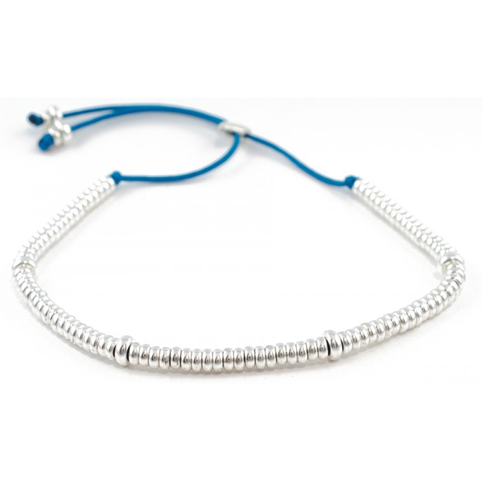 Bracciale rondelle in argento 925 con cordino