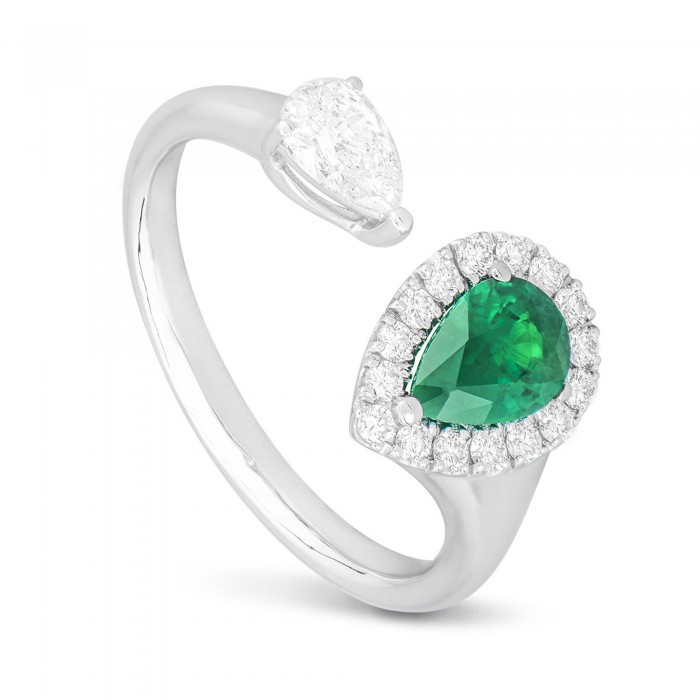 Anello Color con smeraldo e diamanti in oro bianco 18Kt C0685AB2S Piero Milano Gioielli