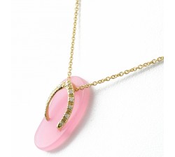 Pendente girocollo infradito con diamanti in oro 18Kt collezione beach