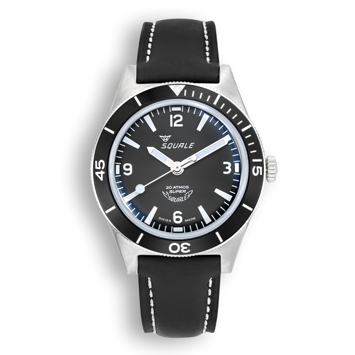 Squale Super-Squale Arabic Numerals Black Leather SUPERMBKBK.RLBK