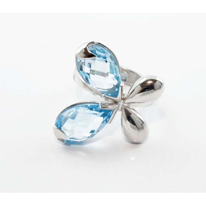 Anello farfalla topazi azzurri in argento 925