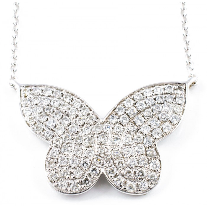 Pendente farfalla diamanti Ct.0,80 F VS1 in oro 18Kt - Dienneci Gioielli