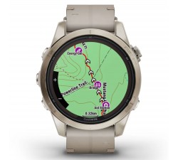 Garmin fēnix 7S PRO Sapphire Solar Titanium Yellow Gold con cinturino in pelle limestone 010-02776-30