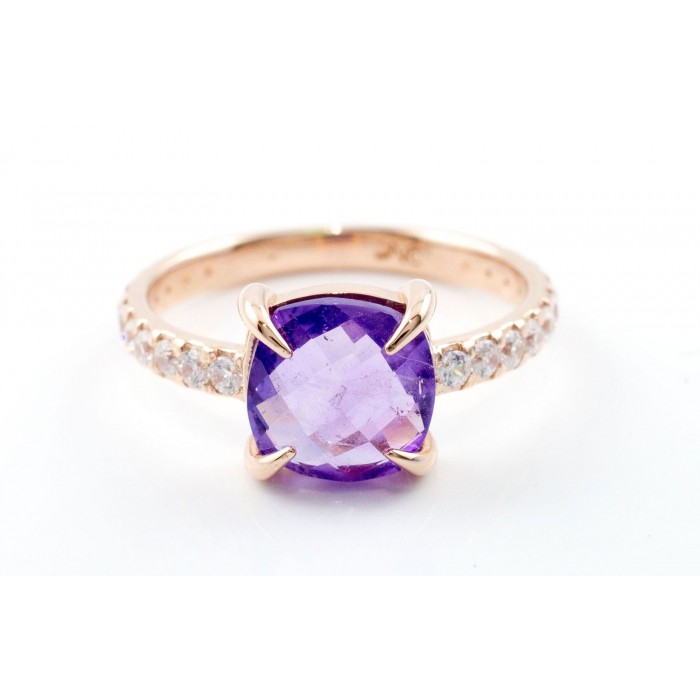 Anello Ametista e zirconi in oro 18Kt - DIENNECI GIOIELLI
