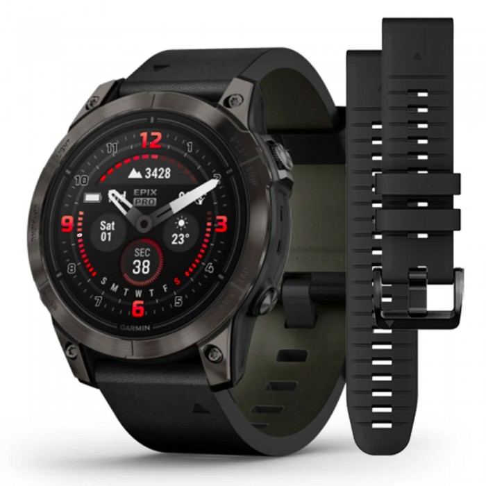 Garmin EPIX PRO (Gen2) Sapphire Edition 47mm Titanium con cinturino in pelle 010-02803-30