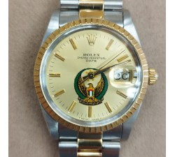 Rolex Oyster Perpetual Date Ref. 15053 UAE EAGLE EMIRATES LOGO MILITARY SEVEN STARS CREST.