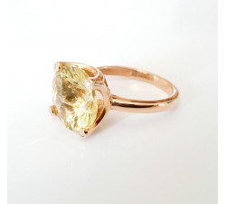 Anello Star con quarzo citrino e diamanti in oro rosa 18Kt