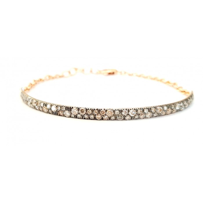 Bracciale semi rigido con diamanti brown Ct.1,05 in oro 18Kt