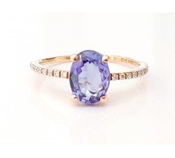 Anello Tanzanite e Diamanti ct. 0,10 in oro 18Kt