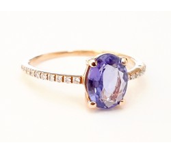 Anello Tanzanite e Diamanti ct. 0,10 in oro 18Kt