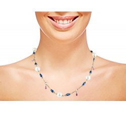 Collana perle cianite e zaffiri in oro 18Kt collezione Cannes