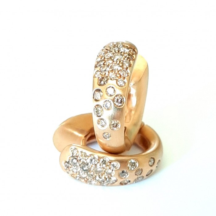 Orecchini cerchio diamanti light brown Ct.0,5 in oro 18Kt - DIENNECI GIOIELLI