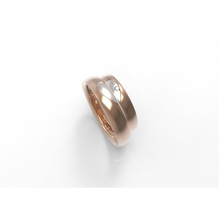 Fede a cuore con diamante Ct.0,02 F VS2 in oro 18Kt