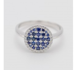 Anello in oro 18kt con zaffiri blu e diamanti naturali