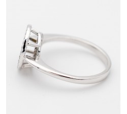 Anello a bottone zaffiri blu e diamanti in oro 18Kt - DIENNECI GIOIELLI