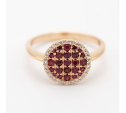 Anello in oro 18kt con rubini e diamanti naturali