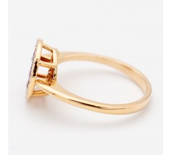 Anello a Bottone in Oro 18kt con Rubini e Diamanti Naturali - DIENNECI GIOIELLI