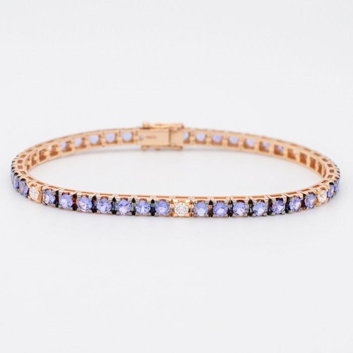 Bracciale Tennis Tanzanite e Diamanti in oro 18Kt - DIENNECI GIOIELLI