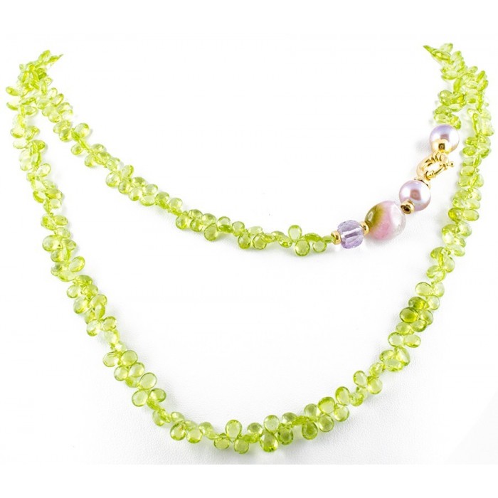 Collana lunga peridoto in oro 18Kt