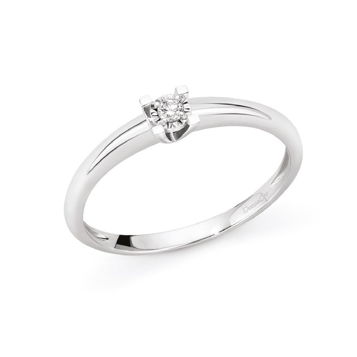 Anello in oro bianco 18Kt solitario con diamante ct 0,02 LAS10092.002 DonnaOro Luce