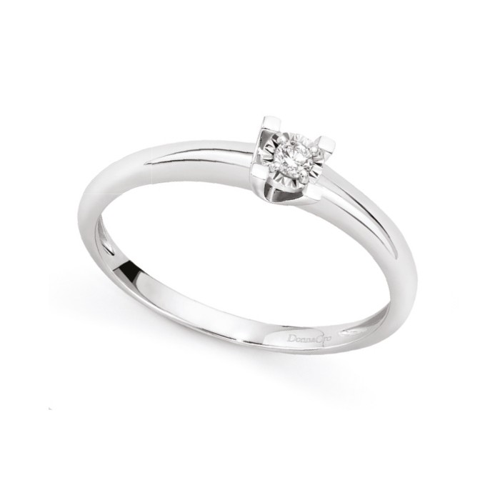 Anello in oro bianco 18Kt solitario con diamante ct 0,03 LAS10092.003 DonnaOro Luce