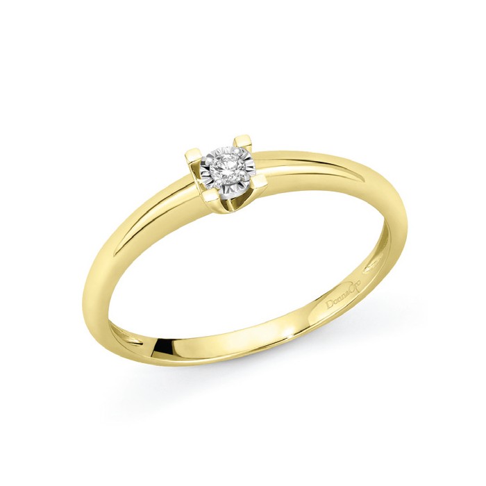 Anello in oro giallo 18Kt solitario con diamante ct 0,02 LAS11296.002 DonnaOro Luce