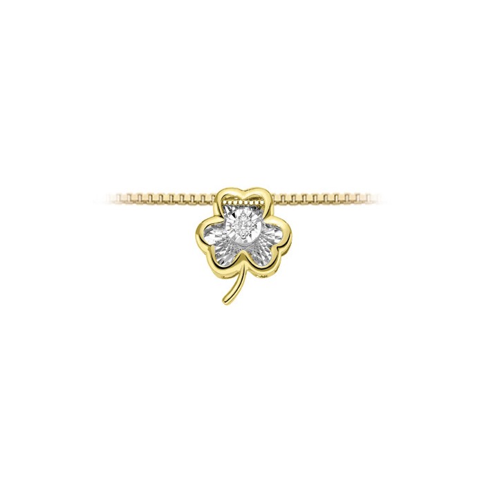 Pendente trifoglio in oro giallo 18Kt con diamante taglio brillante LPF11282.003 DonnaOro Luce Pendente trifoglio in oro giallo 18Kt con diamante taglio brillante LPF11282.003 DonnaOro Luce