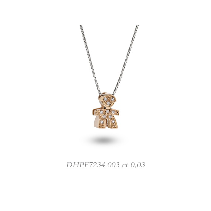 Pendente in oro rosso 18Kt bimbo con diamanti ct 0,03  DHPF7234.003 DonnaOro Luce