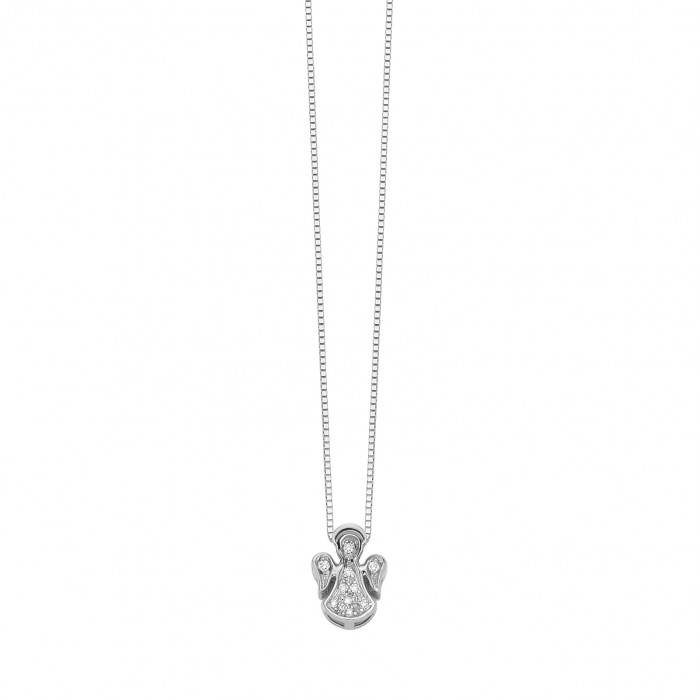 Pendente in oro bianco 18Kt angioletto con diamanti ct 0,03 DHPF7276.003 DonnaOro Luce