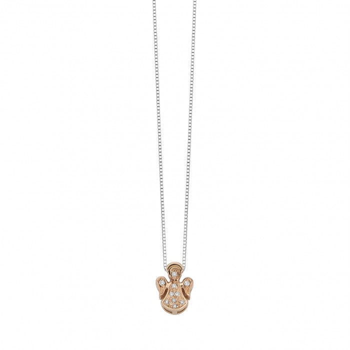 Pendente in oro rosso 18Kt angioletto con diamanti ct 0,03 DHPF7277.003 DonnaOro Luce