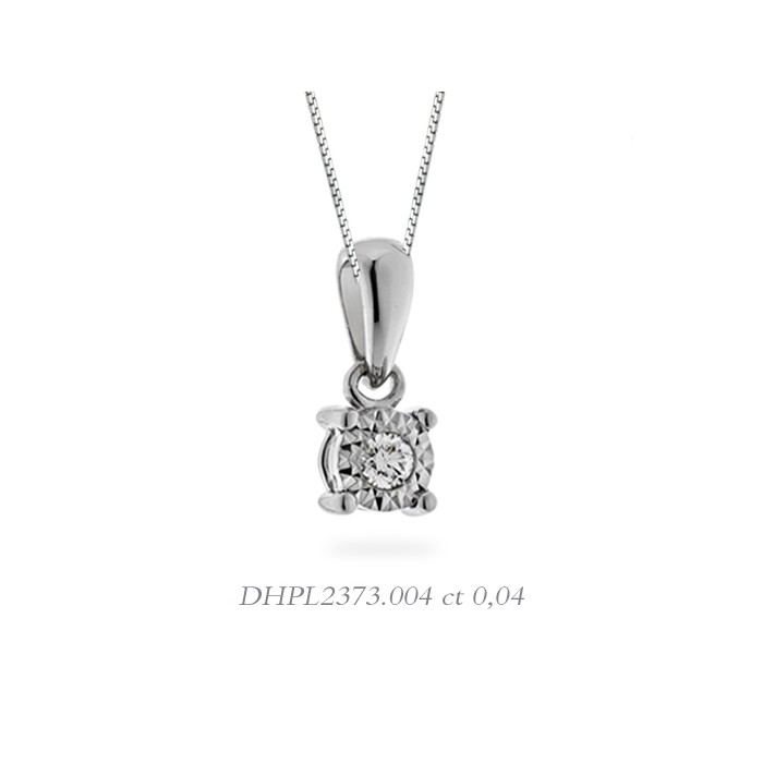 Pendente in oro bianco 18Kt punto luce con diamante ct 0,04 DHPL2373.004 DonnaOro Luce