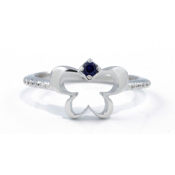 Anello farfalla diamanti e zaffiro blu in oro 18Kt - DIENNECI GIOIELLI